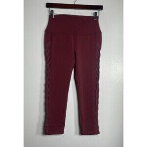 ALO YOGA Chevron Mesh Capri Leggings Small Maroon Workout Active Running Gym